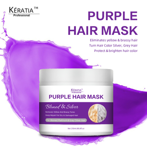 OEM 250ml masque capillaire de marque privée nourrissant hydratant <span class=keywords><strong>blond</strong></span> violet kératine naturelle et crème aux herbes biologiques pour la réparation des cheveux - Product Image 4