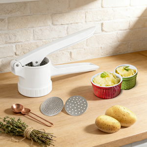 Écrase-purée de pommes de terre avec disques interchangeables, en acier inoxydable, pour une purée moelleuse, robuste - Product Image 1