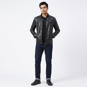 2026 New Arrival High Quality Coated Woven Genuine <b>Leather</b> <b>Men's</b> Vintage Style Breathable Autumn Fashion Hooded <b>Jacket</b> Low MOQ - Product Image 1
