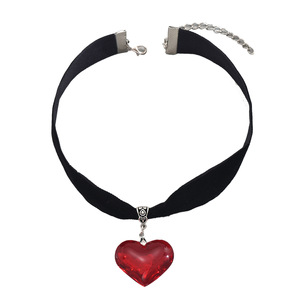 Collier ras du cou en velours en forme de cœur avec pendentif rouge en alliage de zinc, bijou fantaisie pour femme, chaîne de clavicule, accessoire thème amour - Product Image 5