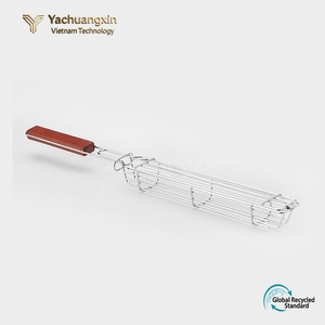 Parrilla para salchichas de acero inoxidable, parrilla con mango de madera, parrilla para barbacoa, red para barbacoa, pinza para barbacoa, herramientas para barbacoa de camping - Product Image 6
