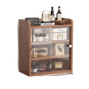 Solid Wood Cup Cabinet 3 Tier Dustproof <b>Storage</b> Rack For Desktop Organization <b>Sideboard</b> <b>Storage</b> Solution - Product Image 5
