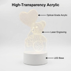 3D幻象LED夜灯，USB供电亚克力台灯，定制图案装饰灯，适合儿童房间和礼品 - Product Image 6