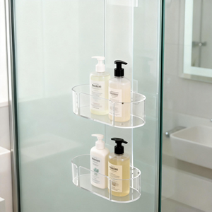 Organizador <span class=keywords><strong>de</strong></span> Ducha Acrílico para Colgar Sobre la Puerta del Baño, <span class=keywords><strong>Estante</strong></span> <span class=keywords><strong>de</strong></span> Almacenamiento <span class=keywords><strong>con</strong></span> Ganchos - Product Image 1