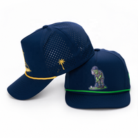 Topi Golf Premium 5 Panel Custom dengan Lubang Laser Cut, Cepat Kering, Bernapas, Dapat Disesuaikan, untuk Pria dan Wanita