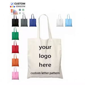Customizable OEM ODM Recyclable Comfortable <b>Organic</b> Cotton Large Capacity Blank Canvas Shopping Bag for Storage Packaging - Product Image 1