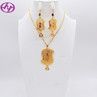 Ensemble de bijoux Hongyue plaqué or 24 carats avec pampilles irrégulières - Collier et boucles d'oreilles ethniques - Ensemble de mariée africain traditionnel