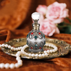 <span class=keywords><strong>Parfum</strong></span> arabe 15 ml, style ancien de Dubaï, flacons d'attar en alliage métallique unique avec compte-gouttes en verre - Product Image 4