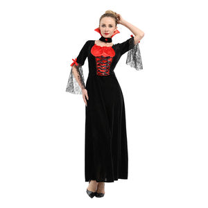 Halloween démon Noir <span class=keywords><strong>Rouge</strong></span> Robe Vampire Jeu Uniforme Cosplay Médiéval Vampire Vintage Cour Costume Femmes Halloween Costumes - Product Image 3