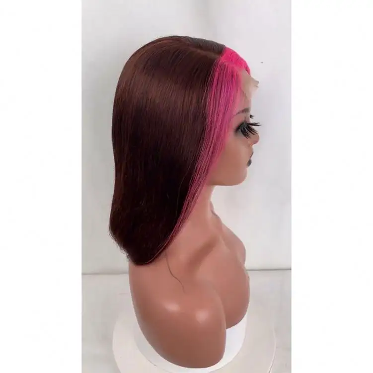 4x4 13x4 plum color 100%Brazilian lace front human hair wigs, 180% lace closure frontal wigs for black Women