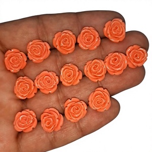 ดอกกุหลาบแกะสลักจากหินปะการังสีพีชสำหรับทำเครื่องประดับขายส่ง - Product Image 1