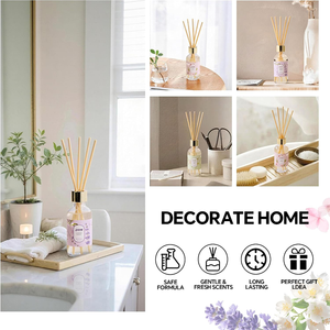 Diffuseur <span class=keywords><strong>de</strong></span> roseaux en coco écologique <span class=keywords><strong>de</strong></span> qualité supérieure, longue durée, bleu plage, pour salon et chambre, avec parfum frais fruité floral musqué - Product Image 4