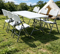 Table de repas pliante robuste en HDPE de 6 pieds au design moderne, mobilier d'extérieur pour pique-nique, camping, plage