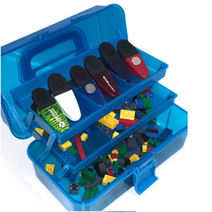 Three Layer Plastic <b>Storage</b> <b>Box</b> Square With Handle For Toys Organizers <b>Kids</b> <b>Storage</b> Blue Transparent - Product Image 1