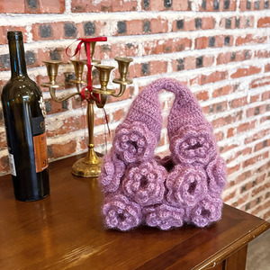 Ngọt Ngào handmade bông sợi dây thừng Crochet Top xử lý túi hoa len vải sợi Vai Túi dệt kim Túi xách dệt đan Ví - Product Image 3