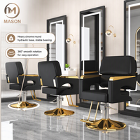 Fauteuil de Barbier Commercial Moderne Haut de Gamme pour Salon et Spa, Inclinable, avec Cadre en Acier Inoxydable, Siège en Cuir, Hauteur Réglable, Métal Robuste