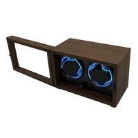 Penggulung Jam Otomatis Ramah Lingkungan Bentuk Persegi Panjang 2 Slot Warna Walnut dari Kayu MDF dengan Organizer LED
