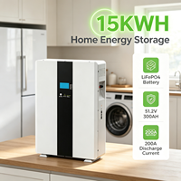 Batterie LiFePO4 51,2 V 300 Ah pour système de stockage d'énergie domestique, pack de batteries LiFePO4 mural 15,36 kWh haute densité, 6000 cycles