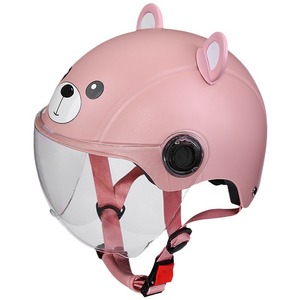 Casque demi-face à motif chat rose avec visière transparente, fermeture à boucle réglable pour enfants, utilisation en moto - Product Image 2