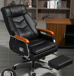 Yönetici koltuğu yükseklik ayarı 7 nokta ofis koltuğu masaj geri çekilebilir ayaklık ceo'su sandalye