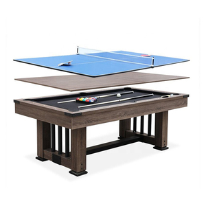 Mesa de <span class=keywords><strong>Billar</strong></span>, Comedor y Sala de Juegos 3 en 1 Profesional de 7 Pies con Patas en Forma de <span class=keywords><strong>Cerca</strong></span>, Fabricada en MDF, para Uso Familiar, en Oficinas y Salas de Juego - Product Image 1