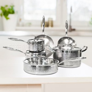 Set di Pentole e Padelle in Acciaio Inox SS430 OEM Antiaderenti con Coperchio in Vetro, Compatibili con Induzione per Cucina Domestica - Product Image 5