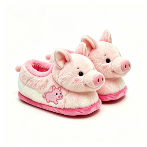 Customized Pink 3D Pig Plush <b>Slippers</b>, Cute <b>Fluffy</b> House Shoes with Embroidered Pig Design, Soft Warm Indoor Pig <b>Slippers</b> - Product Image 5