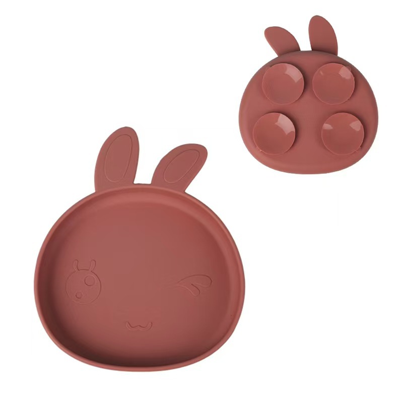 Assiette bordeaux en forme de lapin