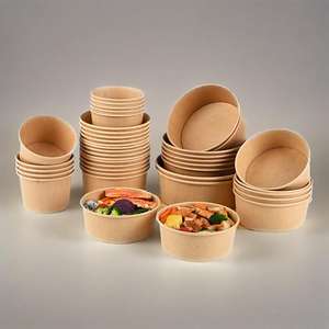 Prix de gros, emballages alimentaires en papier kraft personnalisés, boîte à lunch à emporter et bol à salade et à soupe - Product Image 1