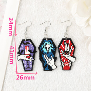 زوج من أقراط اليد المتدلية على شكل تابوت للسيدات مصنوعة من الأكريليك مناسبة كهدية عيد الميلاد للسيدات - Product Image 6