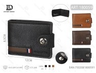 Portafoglio da uomo Jd a un solo bottone, mini, in vera pelle, 5 pollici, confezione regalo - Product Image 1