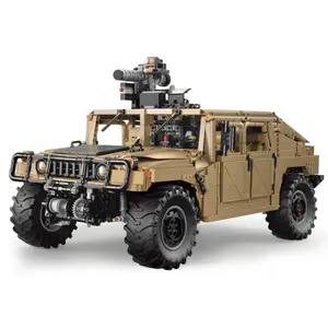 Cada C61036-bloques de construcción Humvees H1 1:8, coche técnico militar de carreras, modelos de coches de ciudad, vehículos todoterreno, ladrillos para niños