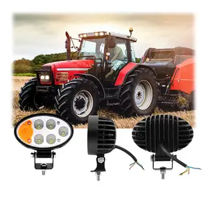 Lampu sein Oval EMC 6000K, lampu sorot lebar Oval 12V/24V braket Putar 36W lampu kerja LED untuk traktor gabungan harvester