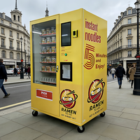Distributeur automatique intelligent 24h/24 et 7j/7 de nouilles instantanées et d'eau chaude pour le marché européen, machine de vente de repas chauds avec écran de 22 pouces