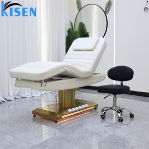 KISEN Hot Selling Beauty Salon Eyelash <b>Bed</b> with Foot Control 3 Motor Beauty Massage <b>Bed</b> with <b>LED</b> <b>Light</b> Beauty Facial Spa <b>Bed</b> - Product Image 3
