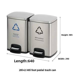 Cubo de basura de acero inoxidable de 20L-200L <span class=keywords><strong>con</strong></span> parte superior abierta, cubo de basura de pie, <span class=keywords><strong>Pedal</strong></span>, vestíbulo comercial, cubo de basura almacenado para reciclaje interior - Product Image 3