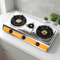 Cuisinière à gaz GPL 3 brûleurs avec panneau supérieur en acier inoxydable et brûleurs en acier