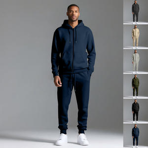 Herren 100% Baumwolle Vintage Solid Hooded 2-teiliger Trainings anzug Trainings anzug Set Langarm Pullover Athletic Casual Sport Jogging anzug - Product Image 4