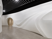 Panneaux muraux décoratifs 3D en GRG, revêtement intérieur personnalisé à relief ondulé pour hôtel, bureau, villa, projet
