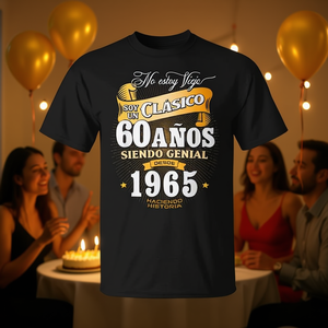 Camiseta clásica para el 60.º cumpleaños, diseño español, unisex, cuello redondo, manga corta, estampado en serigrafía, regalo de fiesta - Product Image 3