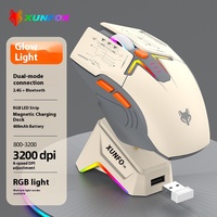 Souris H2 rechargeable RGB lumineuse, souris sans fil BT double mode, légère, pour ordinateur portable, jeux, esports