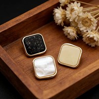 Kancing Resin Plastik Hitam Dengan Titik Putih Berhias Rhinestone Putih Khaki Dengan Motif Butir Acak 28MM 34MM 40MM untuk Jas