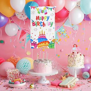 Striscione Personalizzato per Buon Compleanno, Banner Nero da Appendere alla Porta, Decorazione per Feste di Compleanno, Sfondo per Parete - Product Image 4