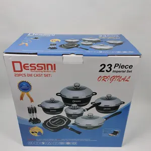 Best Selling 23pcs Cookware Set stone granite marble coating pots