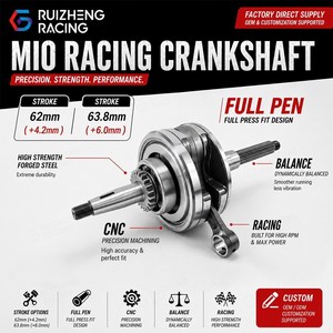 Vilebrequin de course forgé 62mm 63.8mm +4.2mm +6.0mm pour Yamaha 200cc – Pièces de performance et de réglage (type Kruk As Mio) - Product Image 1