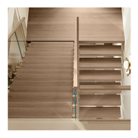 Lumière LED Intelligente Moderne pour Escalier Intérieur avec Capteur, Écologique, Garantie 3 Ans, Conception Personnalisée, Monobrin Ouvert, Bois et Acier Inoxydable
