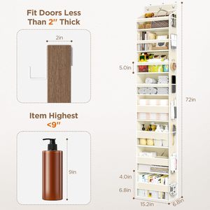 Over The Door Organizer 8 <b>Shelf</b> Hanging Storage With Large Pockets For Closet Bedroom Bathroom Organization - Product Image 3