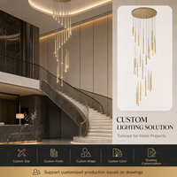 Lustre conique moderne en acier inoxydable doré, lampe suspendue sur mesure pour hôtel, escalier en colimaçon, villa, décoration de plafond haut