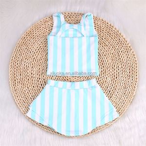 Set da due pezzi di stile Boutique Yoga Sport per bambini canotta senza maniche con gonne a trapezio Set di abiti per bambine - Product Image 5