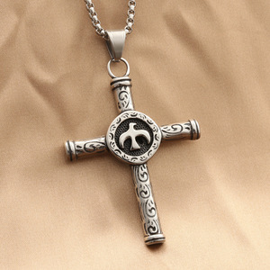 Stainless Steel <b>Cross</b> Pendant With Engraved Design For Men Fashion Jewelry 280166 - Product Image 1